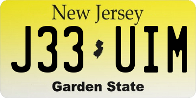 NJ license plate J33UIM