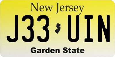 NJ license plate J33UIN