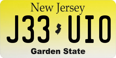 NJ license plate J33UIO