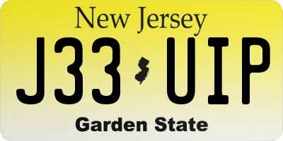 NJ license plate J33UIP