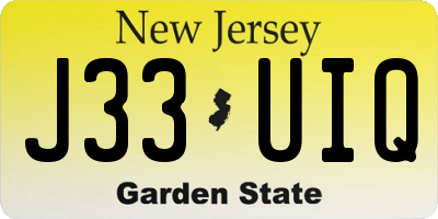 NJ license plate J33UIQ