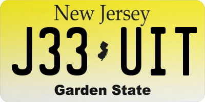 NJ license plate J33UIT