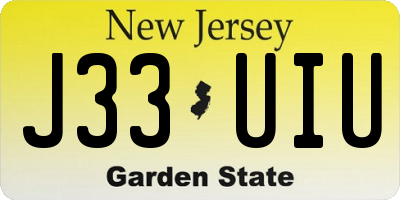 NJ license plate J33UIU