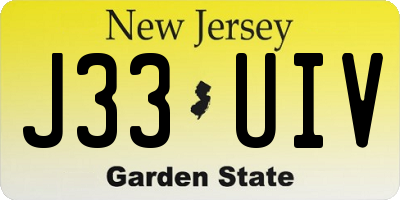 NJ license plate J33UIV