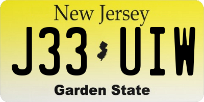 NJ license plate J33UIW