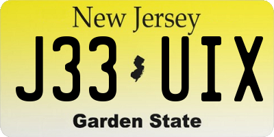 NJ license plate J33UIX