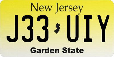 NJ license plate J33UIY