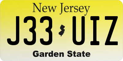NJ license plate J33UIZ