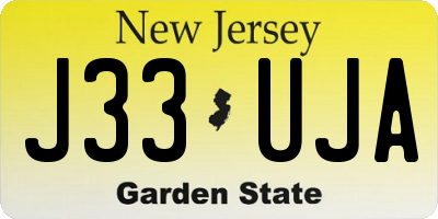 NJ license plate J33UJA