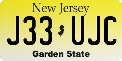 NJ license plate J33UJC