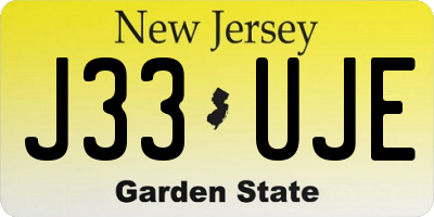 NJ license plate J33UJE