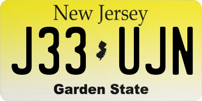 NJ license plate J33UJN