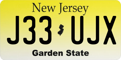 NJ license plate J33UJX