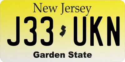 NJ license plate J33UKN