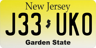 NJ license plate J33UKO
