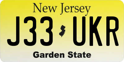 NJ license plate J33UKR