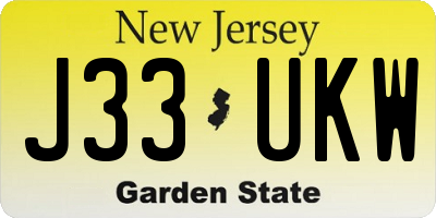 NJ license plate J33UKW