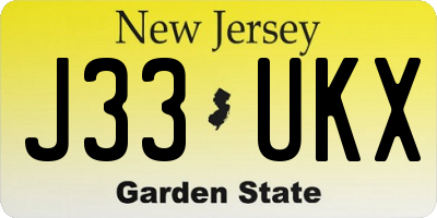 NJ license plate J33UKX