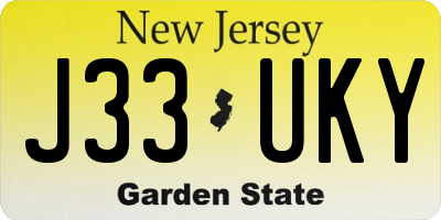 NJ license plate J33UKY