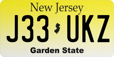 NJ license plate J33UKZ
