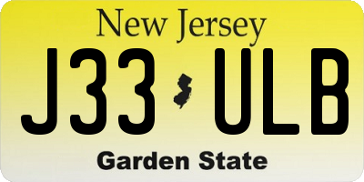 NJ license plate J33ULB