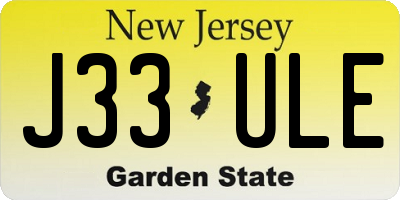 NJ license plate J33ULE