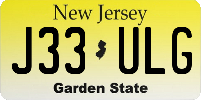 NJ license plate J33ULG