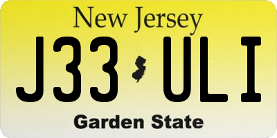NJ license plate J33ULI