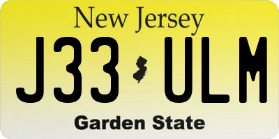 NJ license plate J33ULM