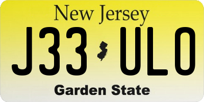 NJ license plate J33ULO