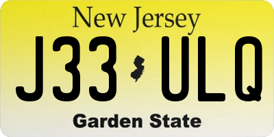 NJ license plate J33ULQ