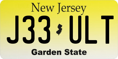NJ license plate J33ULT