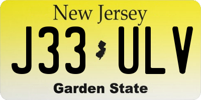 NJ license plate J33ULV