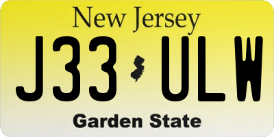 NJ license plate J33ULW