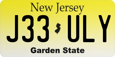 NJ license plate J33ULY