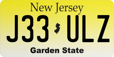 NJ license plate J33ULZ