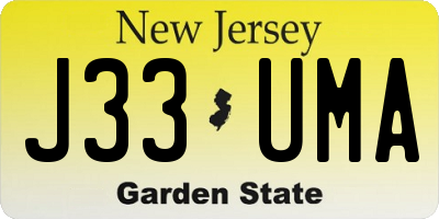 NJ license plate J33UMA