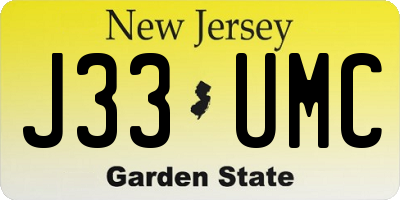 NJ license plate J33UMC