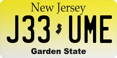 NJ license plate J33UME