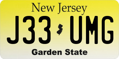 NJ license plate J33UMG