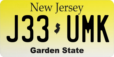 NJ license plate J33UMK