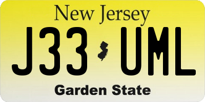NJ license plate J33UML