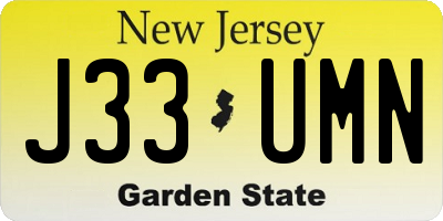 NJ license plate J33UMN