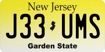 NJ license plate J33UMS