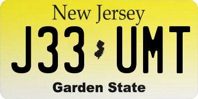 NJ license plate J33UMT
