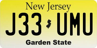 NJ license plate J33UMU