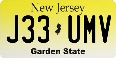 NJ license plate J33UMV