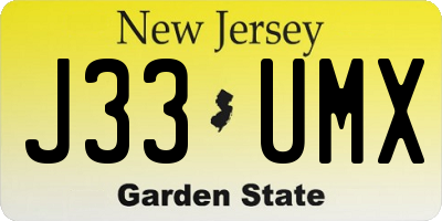 NJ license plate J33UMX