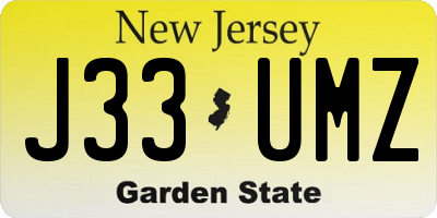 NJ license plate J33UMZ
