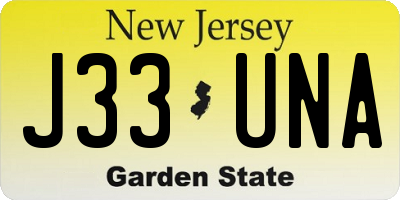 NJ license plate J33UNA